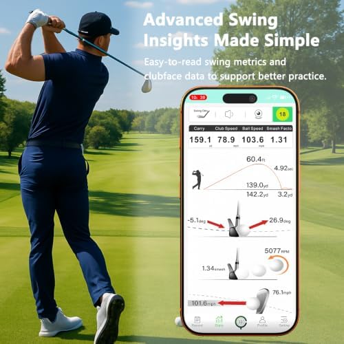 Golf Launch Monitor & Portable Swing Analyzer with 13 Metrics | Multi-Angle Practice Views