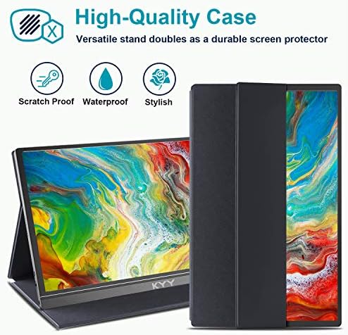 KYY Portable Monitor 15.6" 1080P Computer Monitor Screen Extender w/Cover