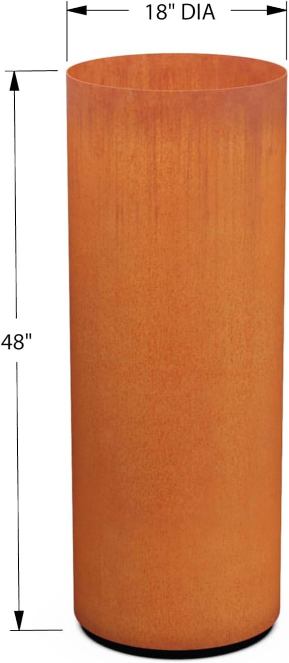 Plantercraft Large Round Planters for Outdoor Plants - 24 Inch Corten Steel Planter for Patio