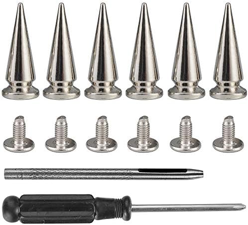 YORANYO 20 Sets 25MM Silver Color Metallic Spikes and Studs 1" Metal Bullet Cone Spikes Screw Back Large Punk Studs and Spikes for Clothing Shoes