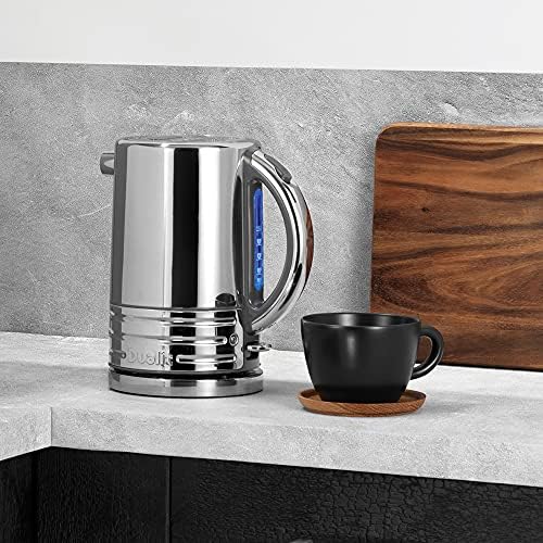 Dualit Design Series Kettle - 50.7 fl.oz - Stainless Steel Kettle with Black Trim - Rapid Boil and Patented Pure Pour Non-Drip Spout - Measuring