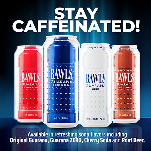 BAWLS Guarana Zero - High Energy Caffeinated Soda, 16oz 12 Pack Cans