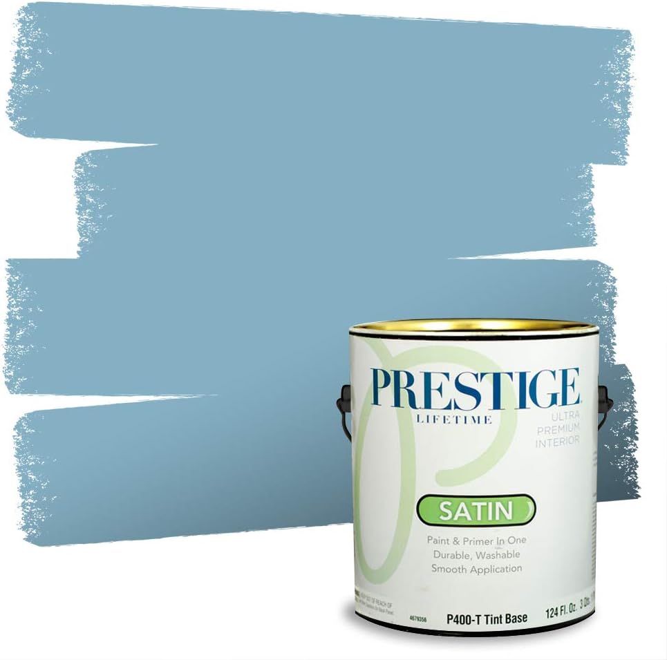 Prestige Paints E400-P-SW6506 Exterior Paint and Primer in One, 1-Gallon, Satin, Comparable Match of Sherwin Williams Vast, 1 Gallon, SW45-Vast Sky