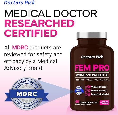 Fem Pro Probiotics for Women. 17 Clinically Effective Strains for Vaginal, Digestive & Immune Support, Urinary Tract Health
