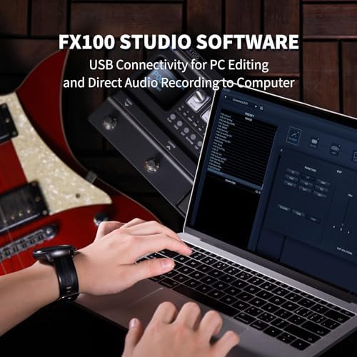 FLAMMA FX100 Guitar Multi-effects Pedal with 55 Amp Models 151 Built-in Effects 80' Looper 40 Drum Machine 10 3rd Party IR Slots Headphone OTG for