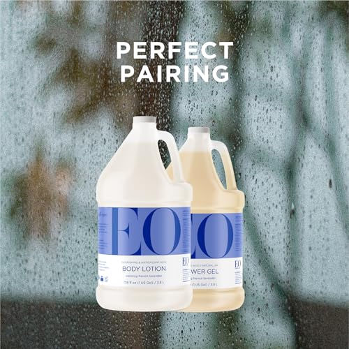 EO French Lavender Body Lotion Refill, Bulk Gallon, 128 oz | 1-gallon bulk refill | fits most dispensers | essential oil formula | moisturizes dry skin | salon-size | men and women