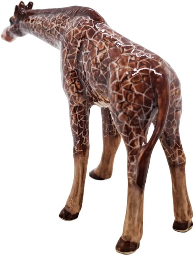 WitnyStore Tiny 2¾" Brown Standing Look Right Giraffe Figurine - Miniature Hand Made Ceramic Giraffes Tropical Savanna Africa Wild Life Cute Animals Porcelain Decorative Collectible Figure Décor Gifts