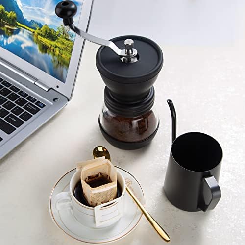 PARACITY Manual Coffee Grinder, Ceramic Burr, 2 Glass Jars, 11oz per Jar