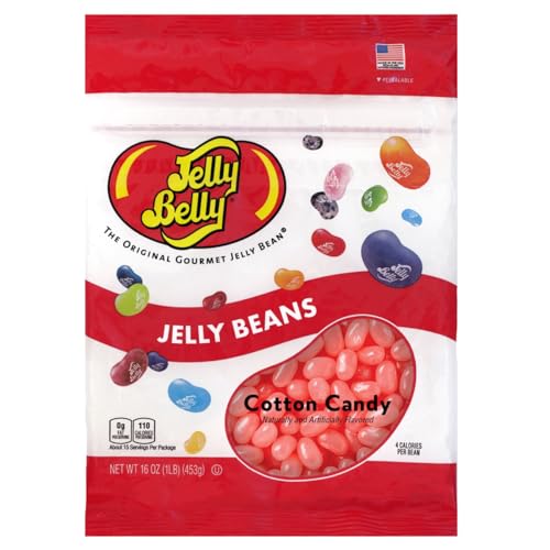 Jelly Belly Cotton Candy Jelly Beans - 1 Pound (16 Ounces) Resealable Bag - Genuine, Official, Straight from the Source