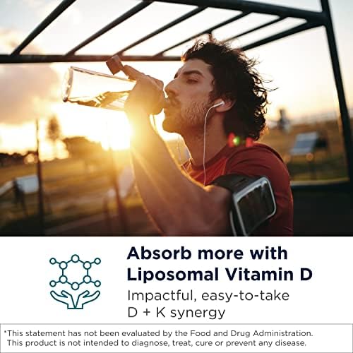 Designs for Health Liposomal D Supreme Vitamin D Liquid - 2500 IU Vitamin D3 + Vitamin K (K1 + K2) - Liposomes for Superior Absorption - Non-GMO