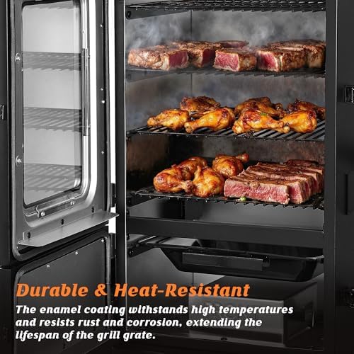 Electric Pellet Smoker with Rainproof Cover, Vertical Wood Pellet Smokers Grill With Hook Meat Probe LED Display Temperature Control