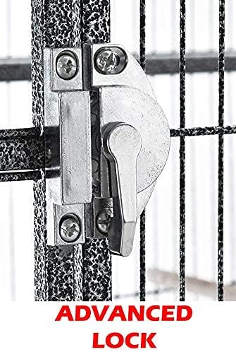 64" Extra Large Corner Bird Flight Breeding Wrought Iron Rolling Parrot Cage Side Solid Metal Plate Feed Doors Pull Out Removable Grate and Tray