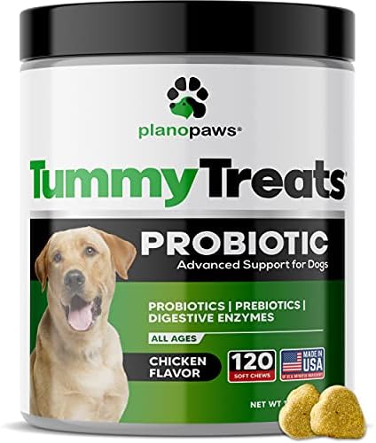 Probiotics for Dogs Digestive Health - Dog Probiotics and Digestive Enzymes - Allergy Relief for Dogs - Probiotic for Dogs Gut Health - Puppy Probiotic Tummy Treats - 120 Dog Probiotic Chews | Gut Health, Allergy and Immune, 4B CFU, 5 Strains, Chicken Fl…