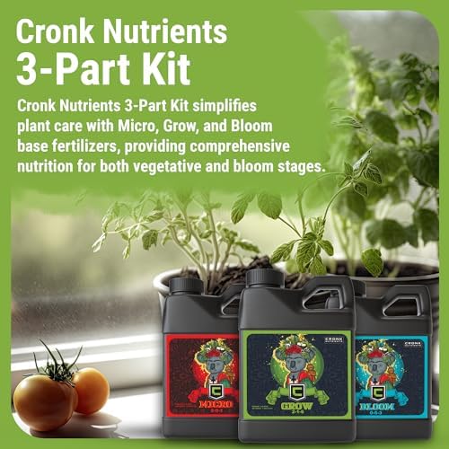 Cronk Nutrients 3-Part Kit: Micro, Grow & Bloom Base Fertilizers, 3 x 1L