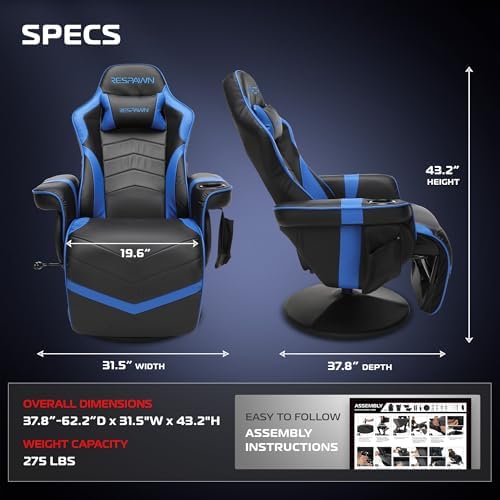 Respawn 900 Gaming Recliner Chair with Footrest, Cup Holder and Swivel