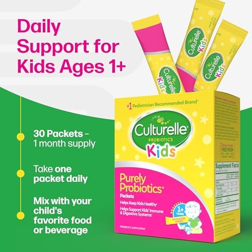 Culturelle Kids Packets Daily Probiotic Supplement | Helps Support a Healthy Immune & Digestive System* | #1 Pediatrician Recommended Brand††† | 50 Single Packets | Package May Vary | From the #1 Pediatrician-Recommended Brand± Digestive Gut Health & Imm…