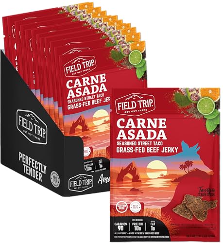 Field Trip Beef Jerky, Original, 1 Oz Bag, 12 Bags/carton | Grass Fed Beef Jerky, Healthy Gluten Free Snacks, All Natural, Paleo-Friendly Beef Jerky, High Protein, Low Carb, No Nitrates