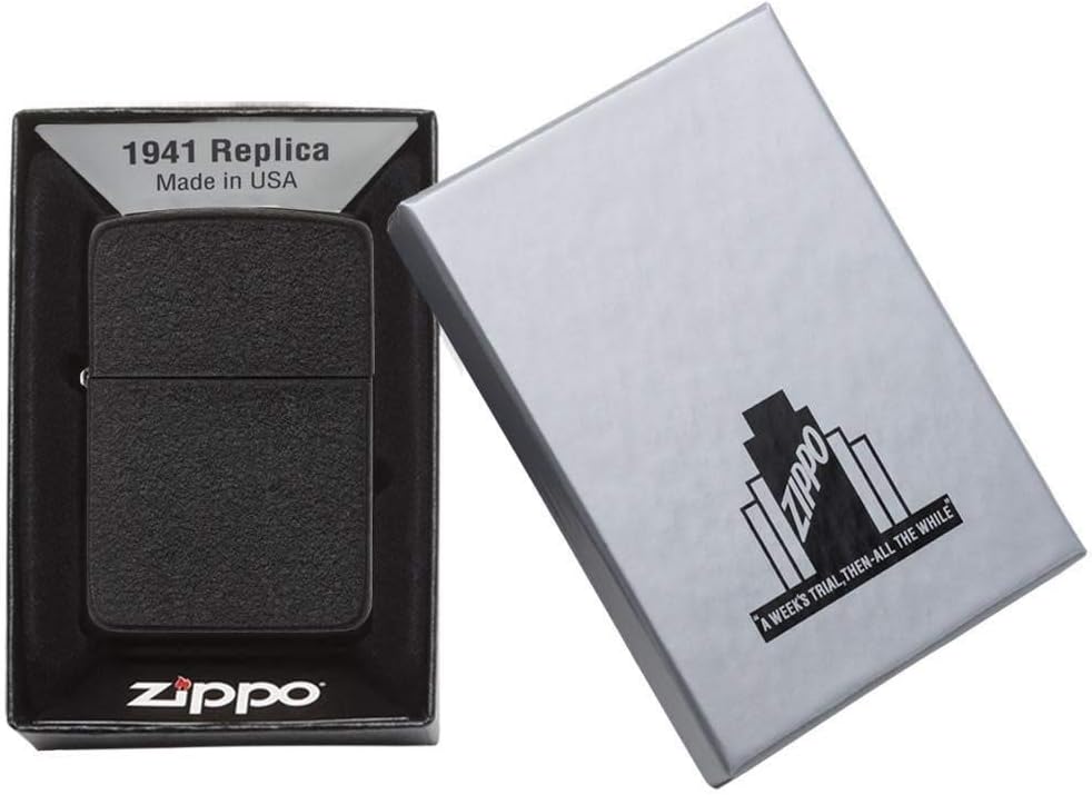 Zippo 1941 Black Crackle Replica Pocket Lighter