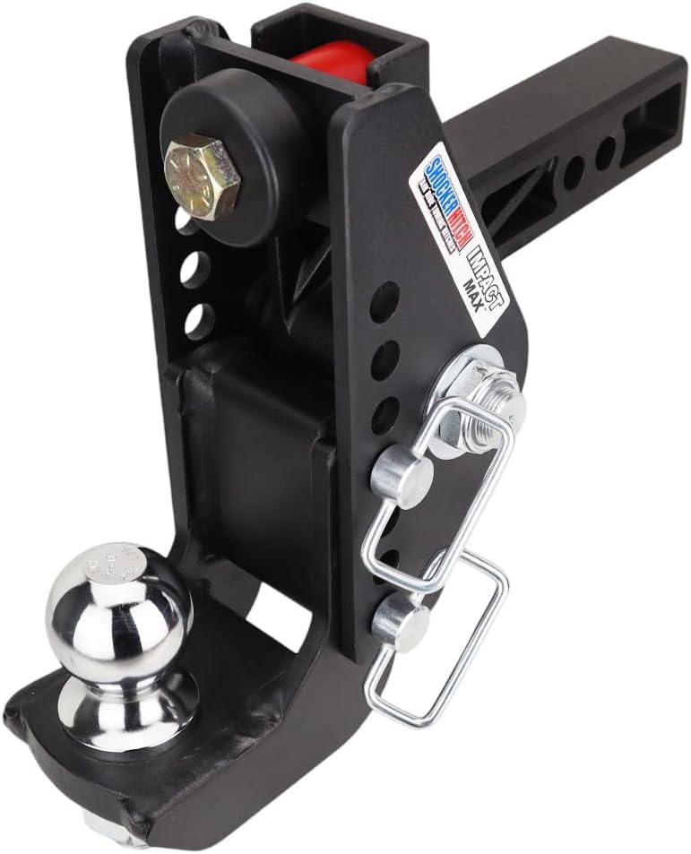 Shocker 20K Impact Max Cushion Drop Hitch - 0" to 7-1/2" Drop - Fits 2" Hitch Has 2-5/16"Ball - 20,000 lbs GTW