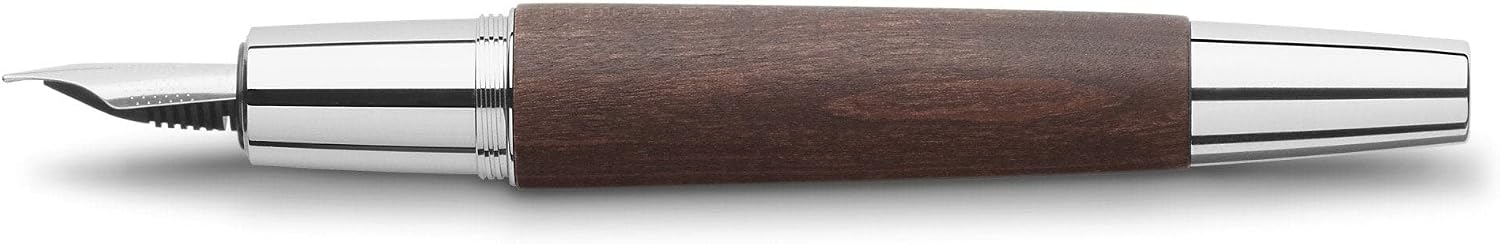 Faber-Castell e-motion Fountain Pen, Wood and Chrome Brown - Fine
