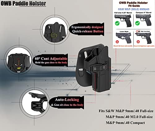 M P 2.0 9mm Holster for S&W M&P 9mm/.40 Full-Size, S&W M&P 2.0 9mm/40 Compact(Not for Shield), Belt Carry Gun Holster