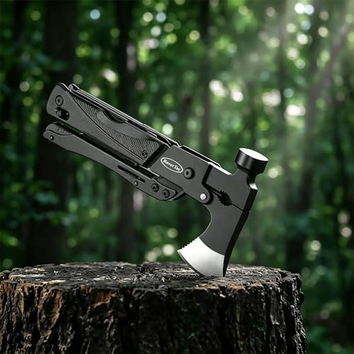 19-in-1 Multi-Tool Axe with Knife, Hammer, Saw, Screwdrivers, Bottle Opener, Nylon Sheath, Camping Tool Survival Gear, Gifts for Men, Dad Gifts
