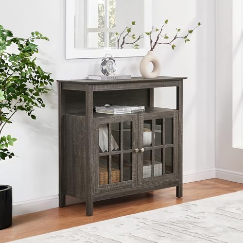 Convenience Concepts Big Sur Highboy TV Stand with Storage Cabinets and Shelves in White Finish