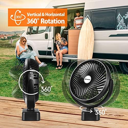 AMACOOL 10000mAh Battery Operated Camping Fan with LED Light-7 inch