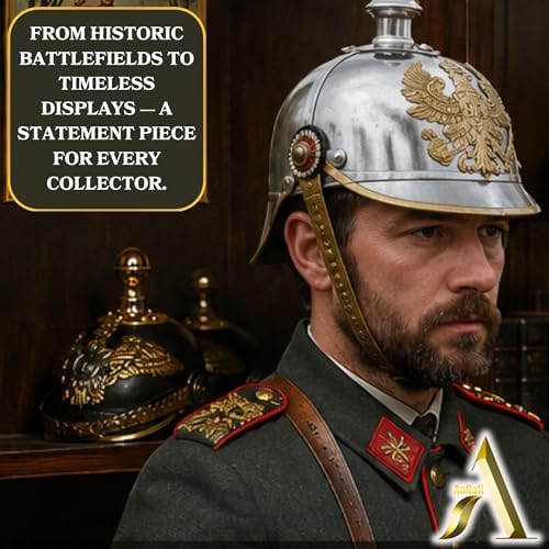 AnNafi® German Pickelhaube Military Helmet, Steel Imperial Prussian Officer Spiked, WWI & WWII Helmets Replica