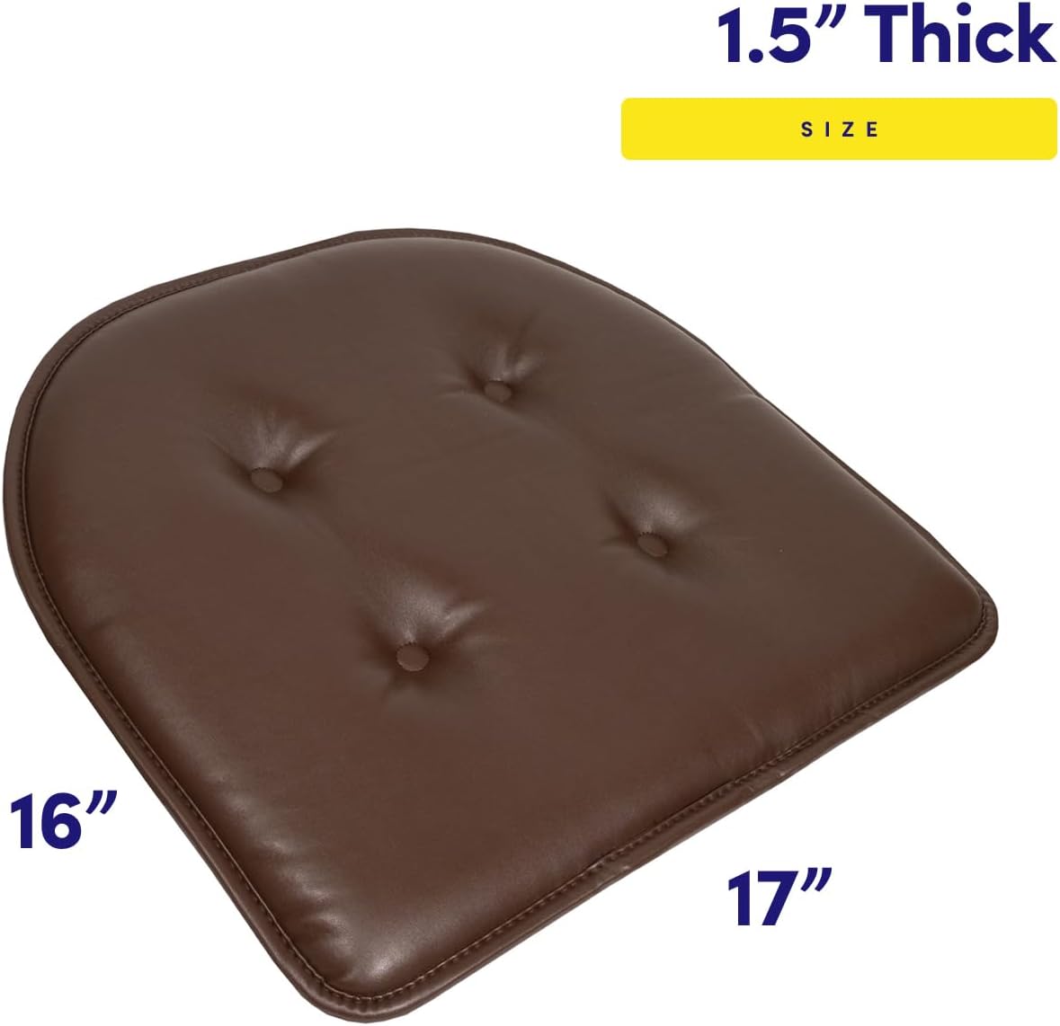 Sweet Home Collection Chair Cushion Memory Foam Pads Tufted Slip Non Skid Rubber Back U-Shaped 17" x 16" Seat Cover