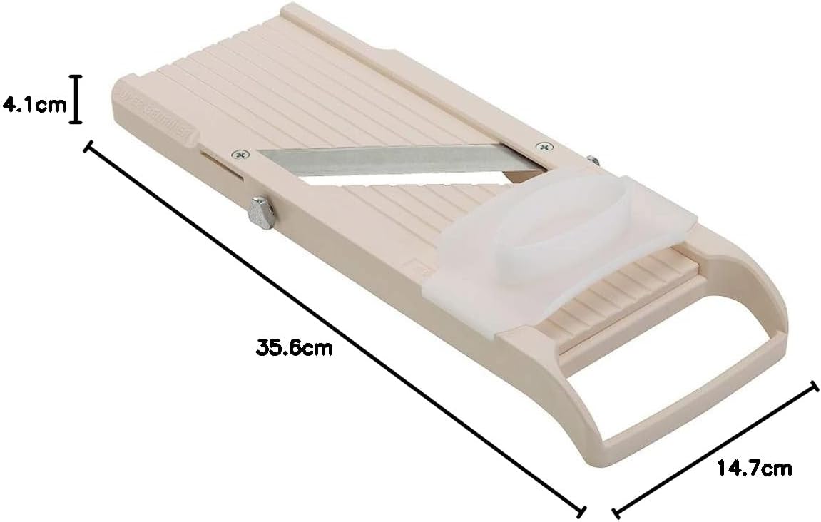 Benriner Super Standard Madoline Slicer, with with 4 Japanese Stainless Steel Blades, Almond