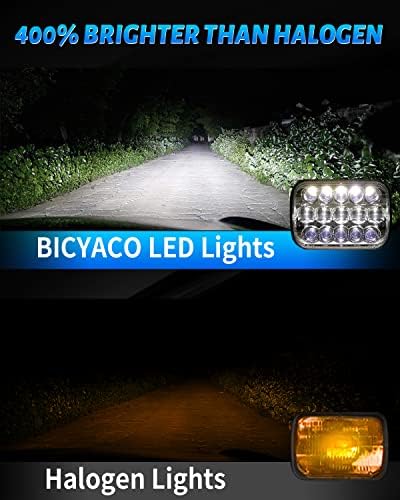 BICYACO 1 Pair 105W Rectangular 5x7/ 6x7 Inch Led Headlight High Low Beam Headlamp Compatible with Jeep Wrangler YJ Cherokee XJ Kenworth T300 1997-2010 Replacement H6054 H5054 H6054LL 69822 6052 6053