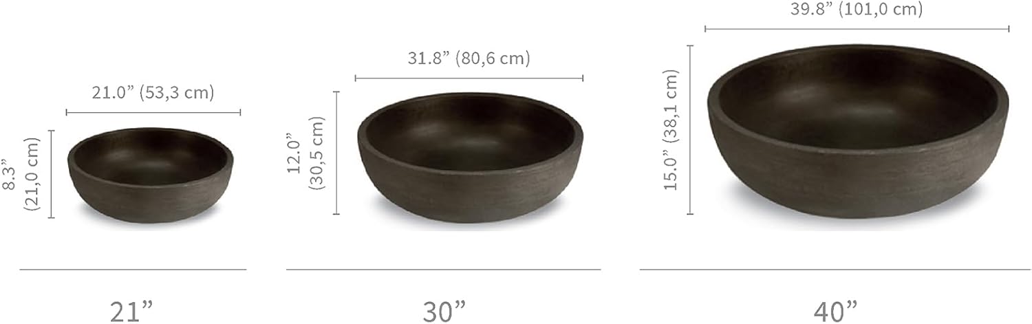 Crescent Garden Orinoco Planter Bowl – Double-Walled Resin Pot for Succulents, Flowers Without Drain Hole - 21" W x 8.25" H (Weathered Concrete)