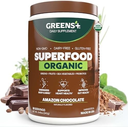 Greens+ Organic RAW Superfood Powder, Dietary Supplement | 8.46oz | Energy Boost | Super Blend Immune Support, Morning Kick, Nutrition Vibrant Health, Vegan, Soy Free | Dairy Free | Gluten Free