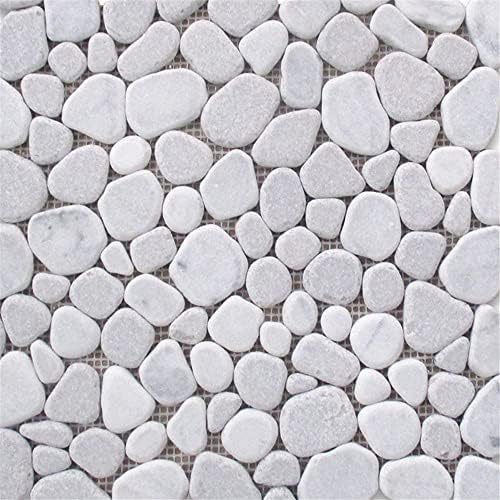 Carrara Mix Cinderalla Grey Marble River Rocks Pebble Stone Mosaic Tile Tumbled Kitchen Bath Wall Floor Backsplash Shower (1 Sheet)