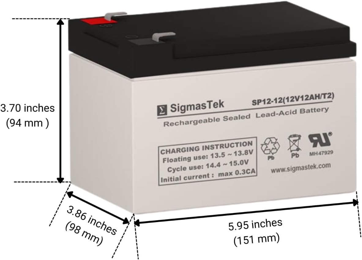 SigmasTek Razor MX650 Dirt Rocket Compatible Battery Pack of 3, 12V 12Ah F2