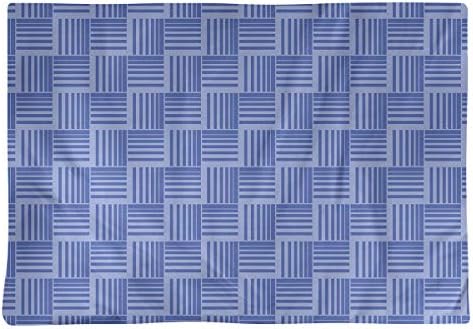 Dana Strider Monochrome Basketweave Stripes Table Placemat, 18 x 14, Blue