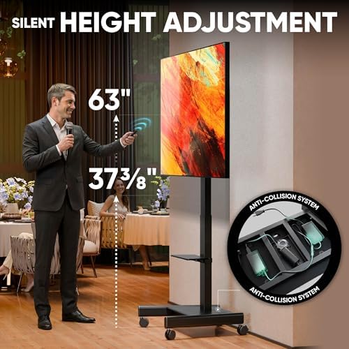 ONKRON Motorized TV Stand 43-75", up to 143.3 lbs, max VESA 600x400, Black | Electric TV lift height adjustable 37.4"-63", remote control, tilt