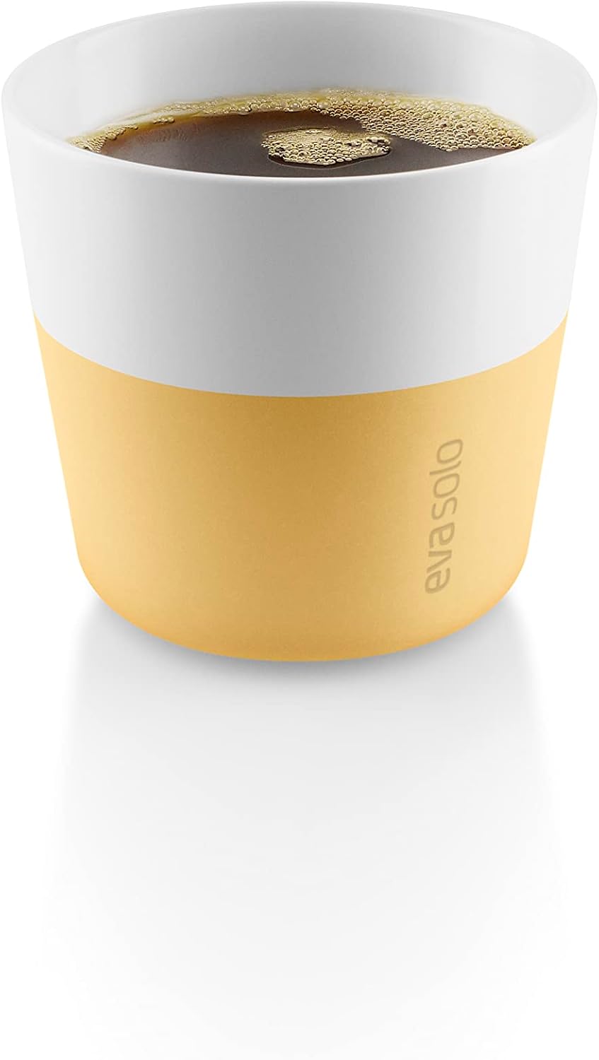 Eva Solo | 2 Lungo Tumbler Mugs | 8 oz Porcelain Coffee Cup Tumblers with Silicone-coated Grip | Danish Design, Functionality & Quality | Black