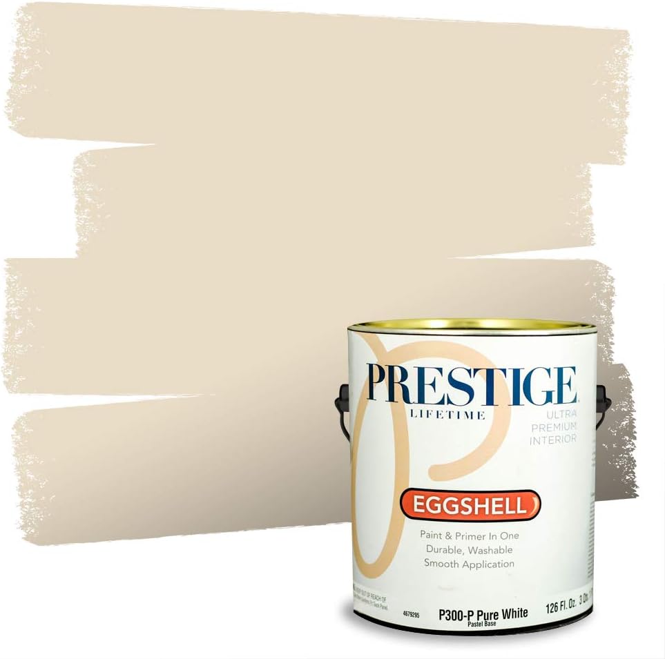 PRESTIGE Paints Exterior Paint and Primer In One, 1-Gallon, Satin, Comparable Match of Sherwin Williams* Relaxed Khaki*