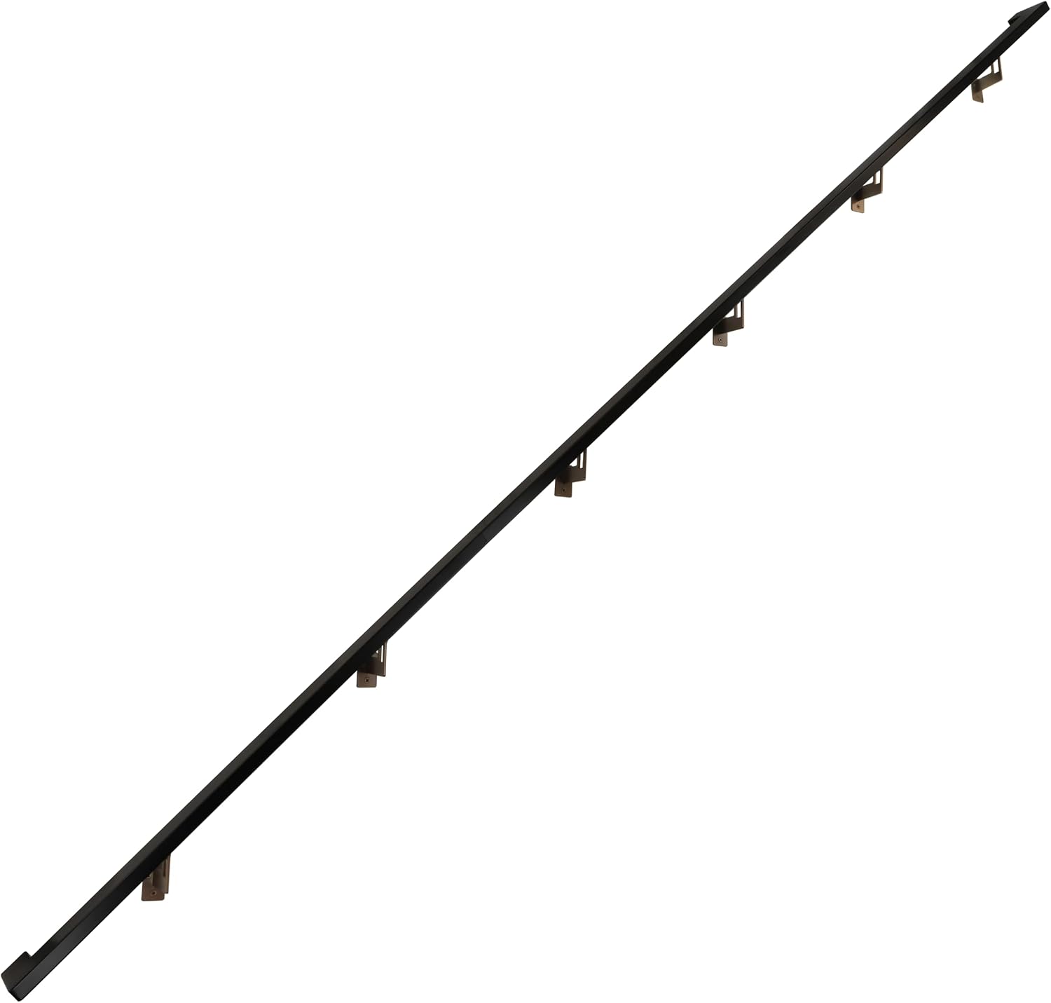 Modern Aluminum Handrail Grab Bar Kit, Adjustable Steel Brackets Included, Returns to Wall, Powder Coated Finish (Black, 4 Foot Handrail Set)