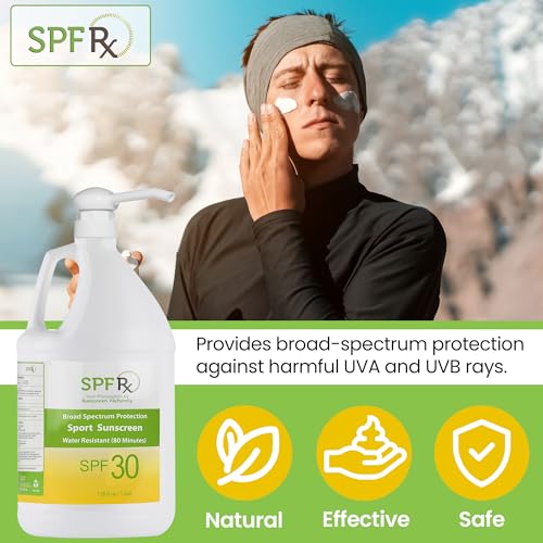 SPF 30 Sport Lotion- Water Resistant Sunscreen Broad Spectrum UVA & UVB Protection Non Greasy Residue Sunscreen Bulk, 1 Gallon