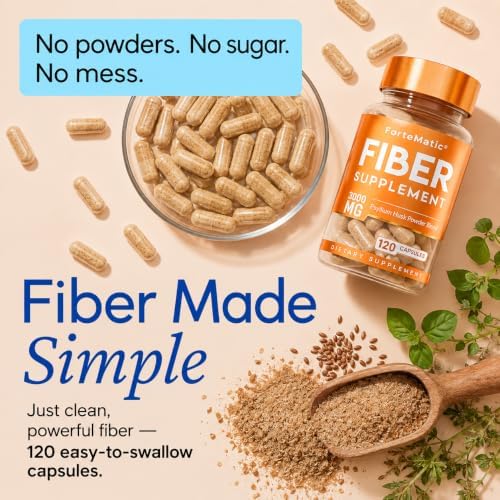 Psyllium Husk Capsules 3000mg – Fiber Supplement for Digestive Health, Gut Health & Regularity, Soluble Fiber Supplement with Aloe Vera