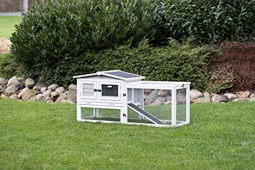 Trixie Natura Insulated Rabbit Hutch with Run, Ideal Outdoor Bunny House for Cold Weather, Foam Insulation Walls, Gray