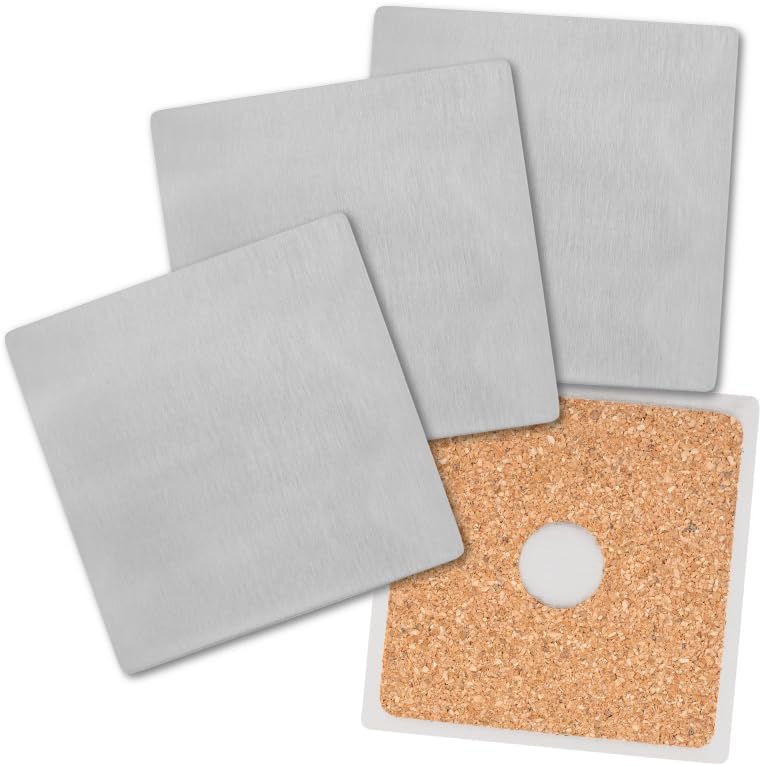 Thirsty Rhino Merendo Stainless Steel Beverage Coaster (Round Set of 4)