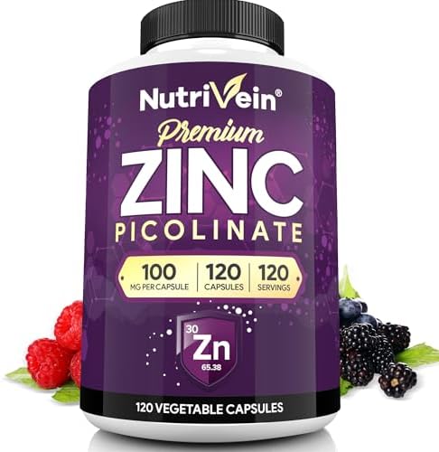 Nutrivein Zinc Picolinate 100 mg Supplement - 120 Capsules, High Absorption