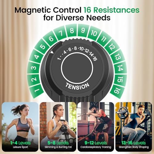 ANCHEER Elliptical Exercise Machine for Home, Foldable Magnetic Elliptical Trainer with 16" Stride, 16 Resistance Levels, Adjustable Pedals, LCD Monitor & Pulse Sensor, 550 LBS Weight Capacity