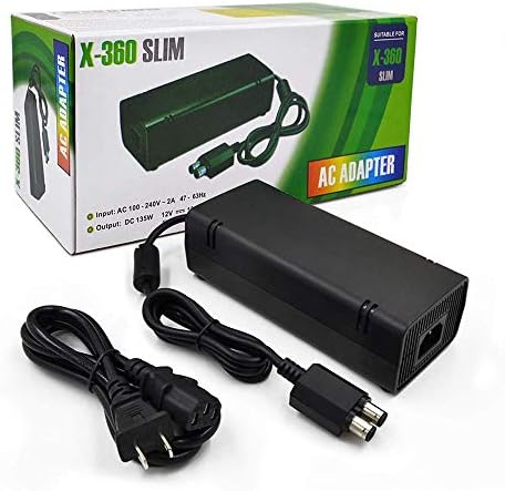 Xbox 360 Slim Power Supply, Quiet AC Charger 100-240V Power Brick for Xbox 360 Slim ONLY