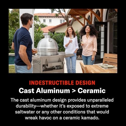 Blaze 20‑Inch Cast Aluminum Kamado Grill | Heavy-Duty 1″ Cast Aluminum Body | 20″ Hex Stainless Grates | Tongue‑and‑Groove Seal