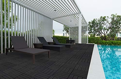 ASTEROUTDOOR Interlocking Deck Tiles Plastic Waterproof Outdoor Flooring 12" x 12" for Patio Garden Deck Poolside Indoor Outdoor, 10 pcs, Gray